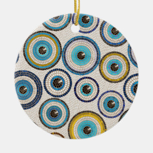 Evil Eye Mosaic Tile Pattern Keramik Ornament