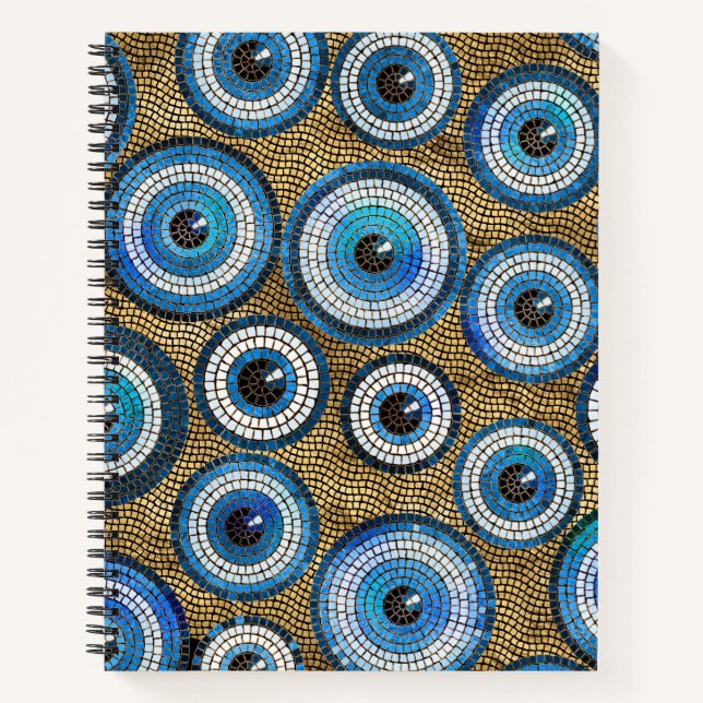 Evil Eye Mosaic Tile Pattern Notizbuch (Vorderseite)