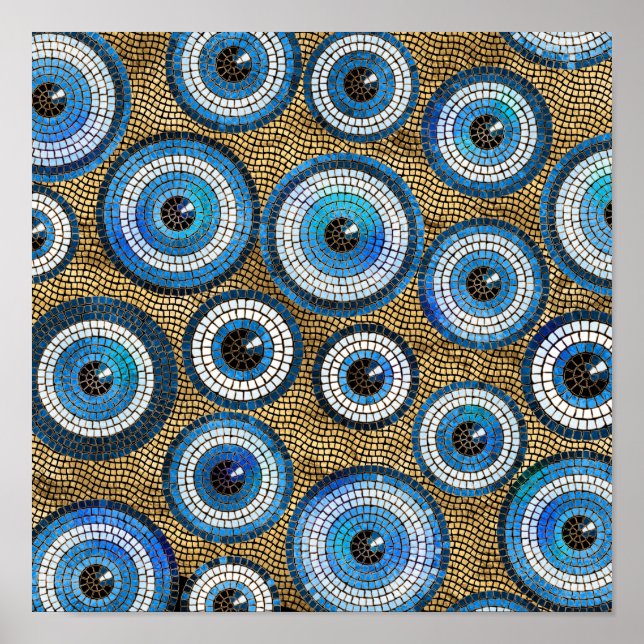 Evil Eye Mosaic Tile Pattern Poster (Vorne)
