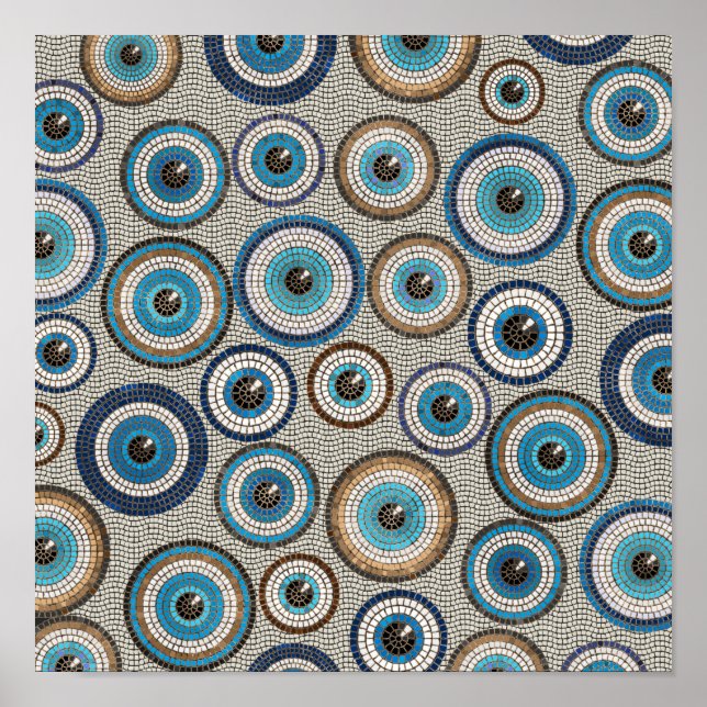 Evil Eye Mosaic Tile Pattern Poster (Vorne)