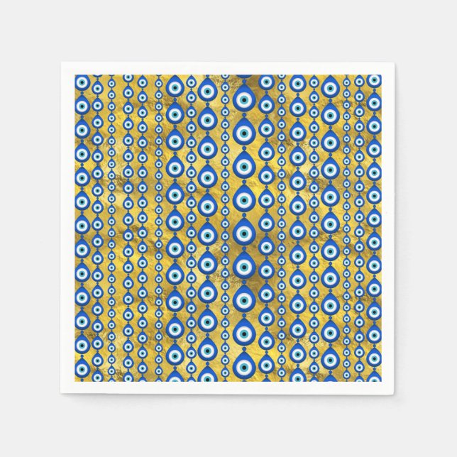 Evil Eye Muster auf goldener Textur Serviette (Vorderseite)