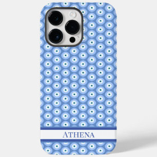 Evil Eye Muster Soft Blue Name Griechisches Amulet Case-Mate iPhone 14 Pro Max Hülle