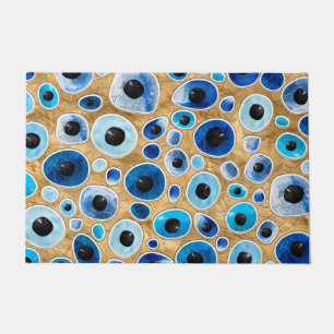 Evil Eye Muster Tumbled Stones on gold Fußmatte