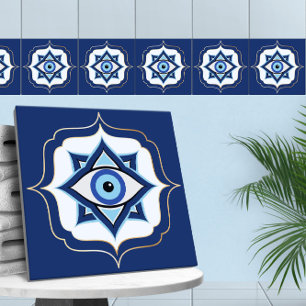 Evil Eye Ornament Marokkanischer Quatrefoil Fliese