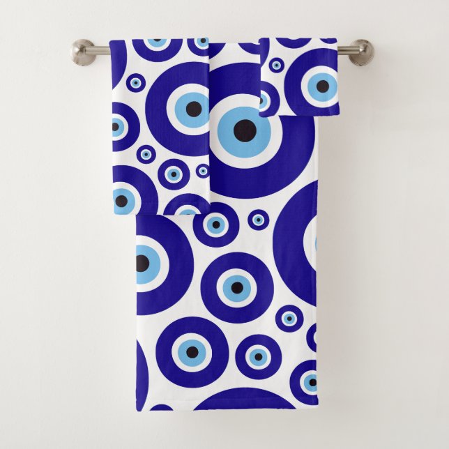 Evil Eye Pattern, Greek Eye, Turkish Eye, Nazar Badhandtuch Set (Insitu)