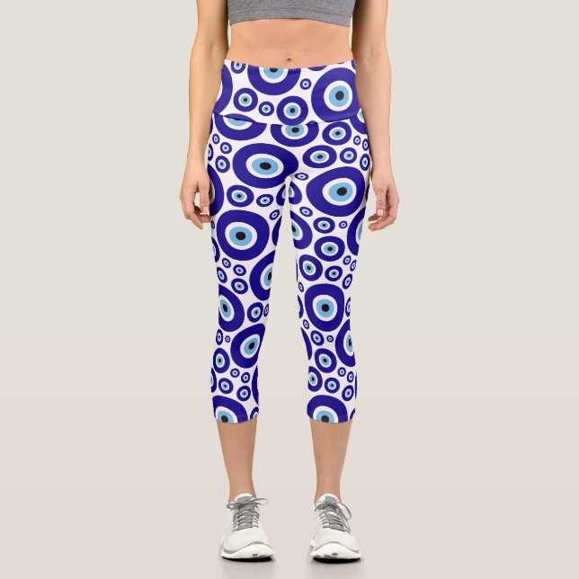 Evil Eye Pattern, Greek Eye, Turkish Eye, Nazar Capri Leggings (Vorderseite)