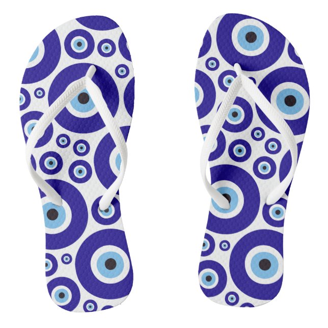 Evil Eye Pattern, Greek Eye, Turkish Eye, Nazar Flip Flops (Fußbett)