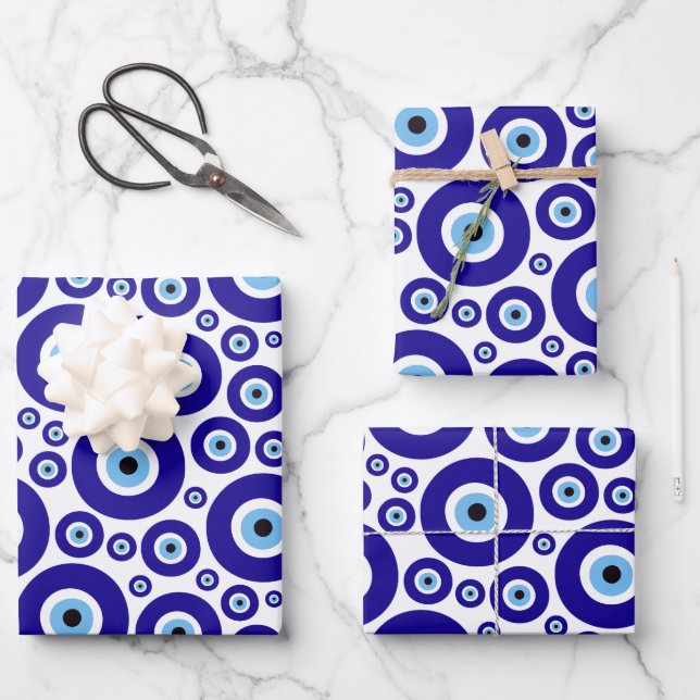 Evil Eye Pattern, Greek Eye, Turkish Eye, Nazar Geschenkpapier Set (Vorderseite)