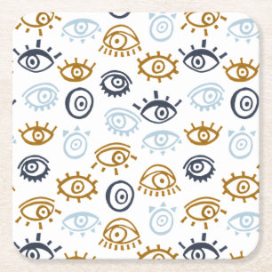 Evil Eye Pattern Rechteckiger Pappuntersetzer