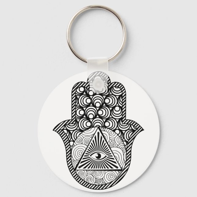 Evil Eye Protection Hamsa Button Schlüsselanhänger (Vorderseite)
