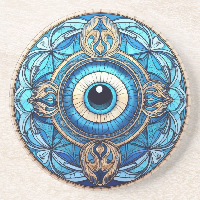 Evil Eye Sandstone Untersetzer (Vorne)