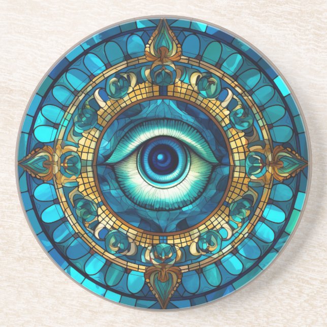 Evil Eye Sandstone Untersetzer (Vorne)