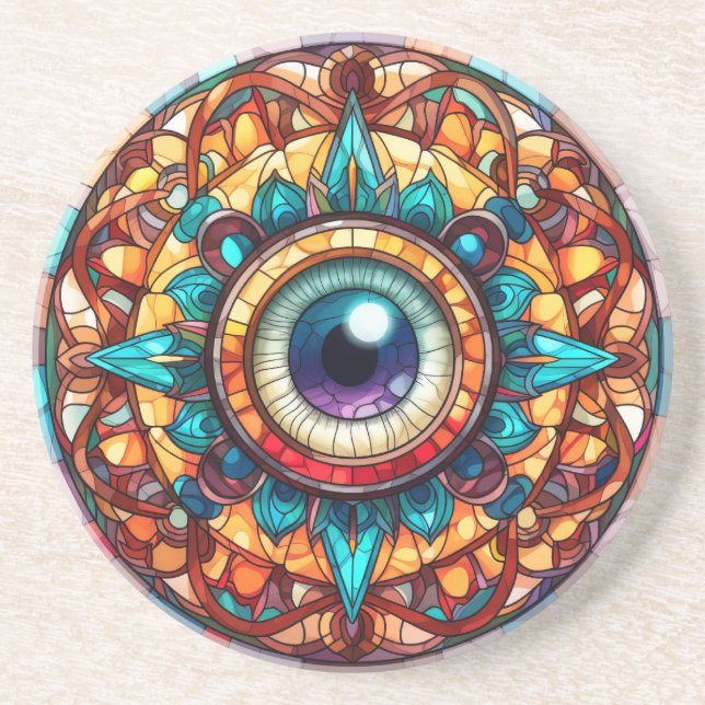 Evil Eye Sandstone Untersetzer (Vorne)