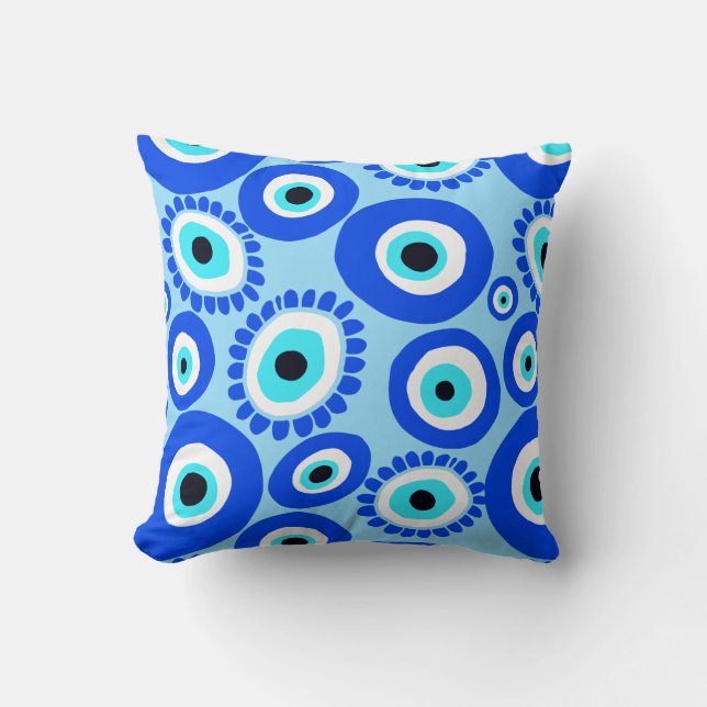 Evil Eye Symbol Aqua Blue Kissen (Vorderseite)