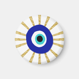 Evil Eye Symbol auf Gold Sunburst Magnet