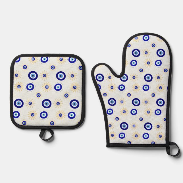 Evil Eye Symbol Ofenhandschuh & Topflappen-Set (Vorderseite)