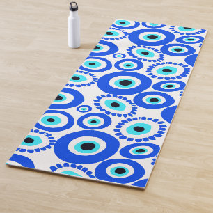 Evil Eye Talisman Abstrakt Blue White Pattern Yogamatte