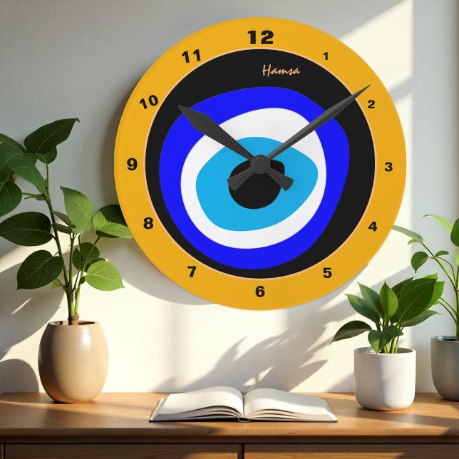 Evil Eye Talisman & Arabic Amulet /Türkisch, Griec Runde Wanduhr (Von Creator hochgeladen)