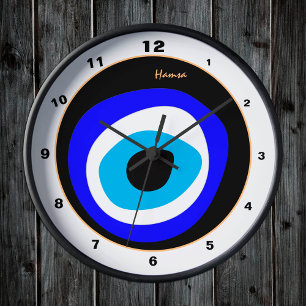 Evil Eye Talisman & Arabic Amulet /Türkisch, Griec Runde Wanduhr