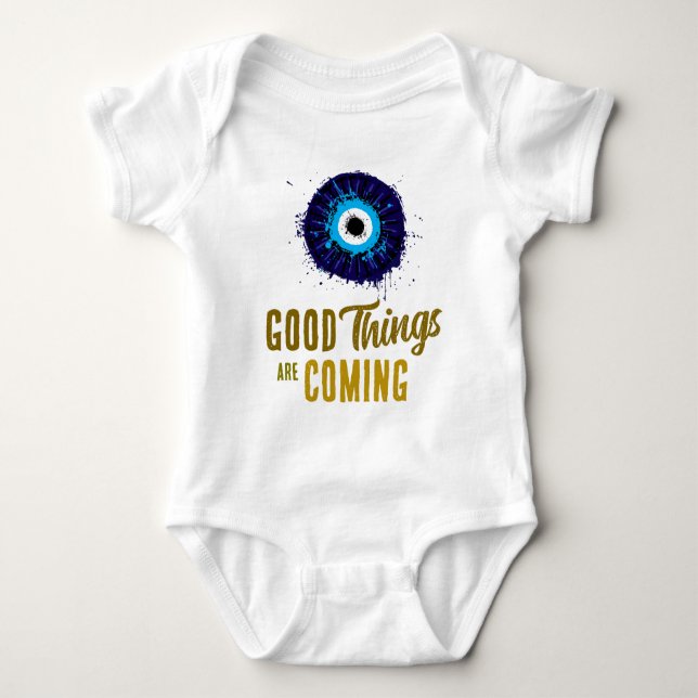 Evil Eye White Baby Strampler (Vorderseite)