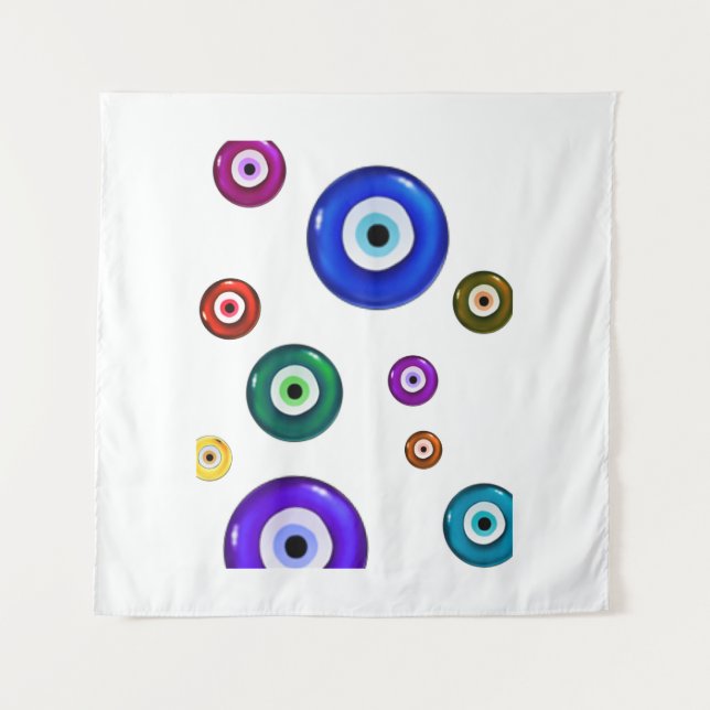 Evil Eye White Background Wandteppich (Vorderseite)