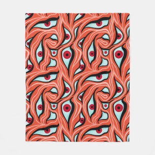 Evil Eyes Pattern - Abstrakte rote Augen auf Orang Fleecedecke