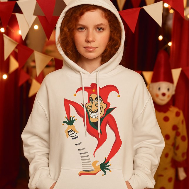 Evil Grinning Jester Joker mit Jack-in-the-Box Hoodie (Von Creator hochgeladen)