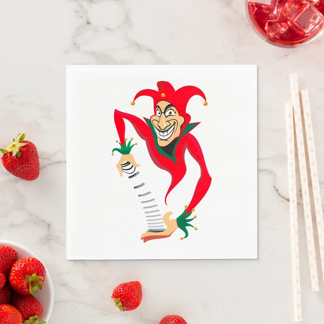 Evil Grinning Jester Joker mit Jack-in-the-Box Serviette (Von Creator hochgeladen)