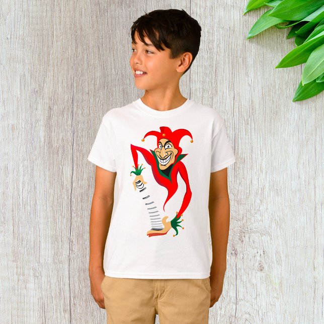 Evil Grinning Jester Joker mit Jack-in-the-Box T-Shirt (Von Creator hochgeladen)