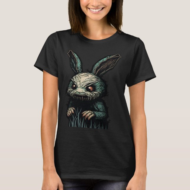 Evil Horror Bunny Nightmare Scary Terrifying Hallo T-Shirt (Vorderseite)