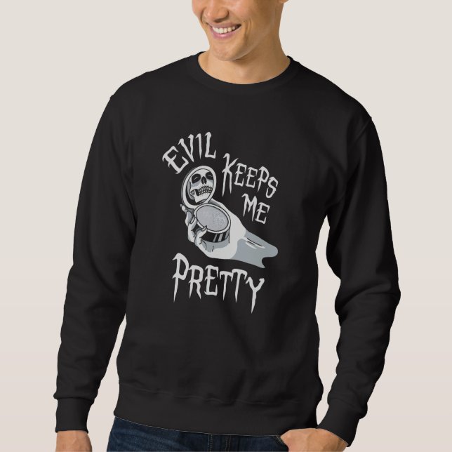 Evil Keeps Me Pretty Cosmetic Makeup Compact Skele Sweatshirt (Vorderseite)