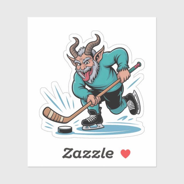 Evil Krampus Eishockey Weihnachtssport Aufkleber (Blatt)