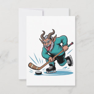 Evil Krampus Eishockey Weihnachtssport Dankeskarte