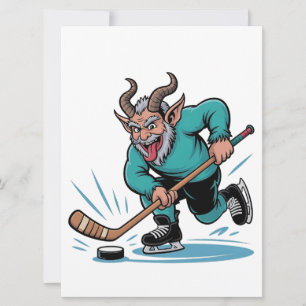 Evil Krampus Eishockey Weihnachtssport Feiertagskarte