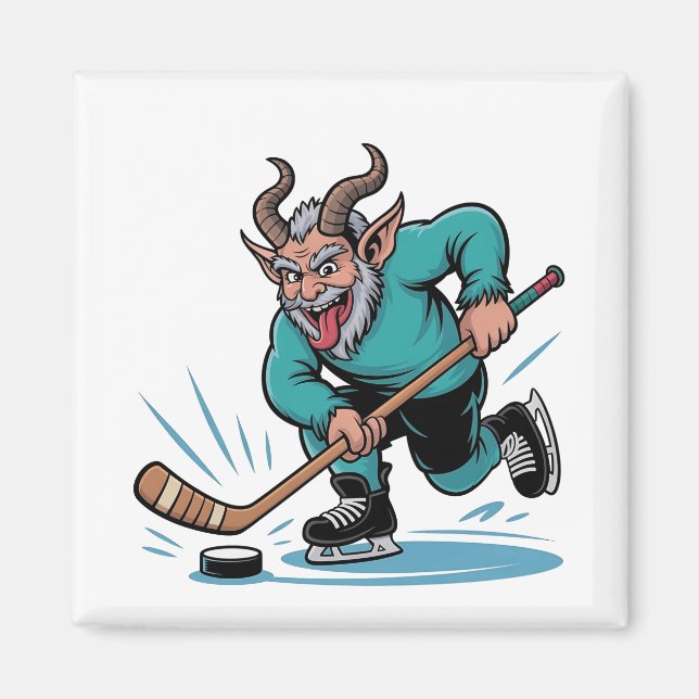 Evil Krampus Eishockey Weihnachtssport Magnet (Vorne)