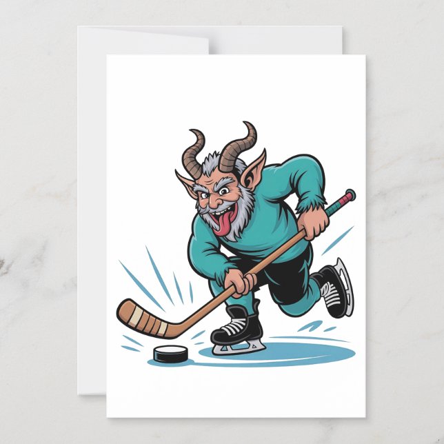 Evil Krampus Eishockey Weihnachtssport Magneteinladung (Vorderseite)