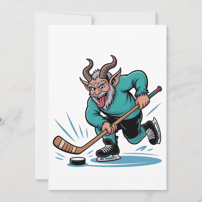 Evil Krampus Eishockey Weihnachtssport Mitteilungskarte (Vorderseite)