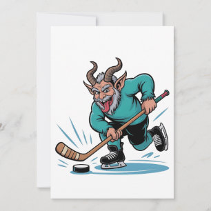 Evil Krampus Eishockey Weihnachtssport Mitteilungskarte