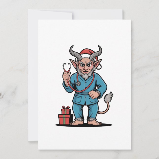 Evil Krampus Nurse Scrubs Pflege Weihnachten (Vorderseite)