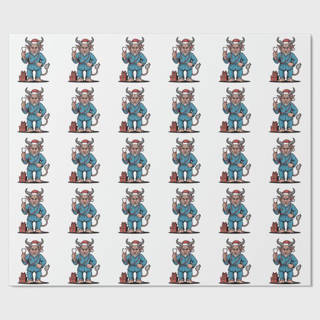 Evil Krampus Nurse Scrubs Pflege Weihnachten Geschenkpapier (Flach)