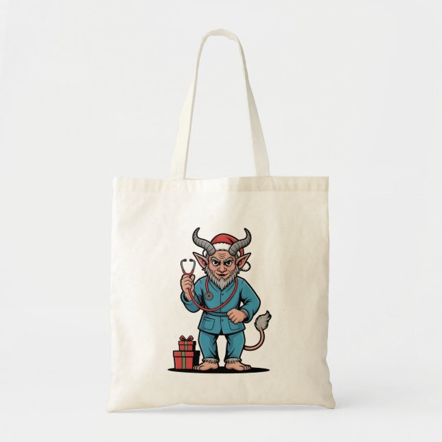 Evil Krampus Nurse Scrubs Pflege Weihnachten Tragetasche (Vorne)