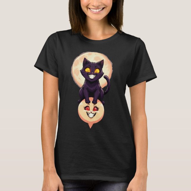 Evil Little Demon Cat Funny Design T-Shirt (Vorderseite)