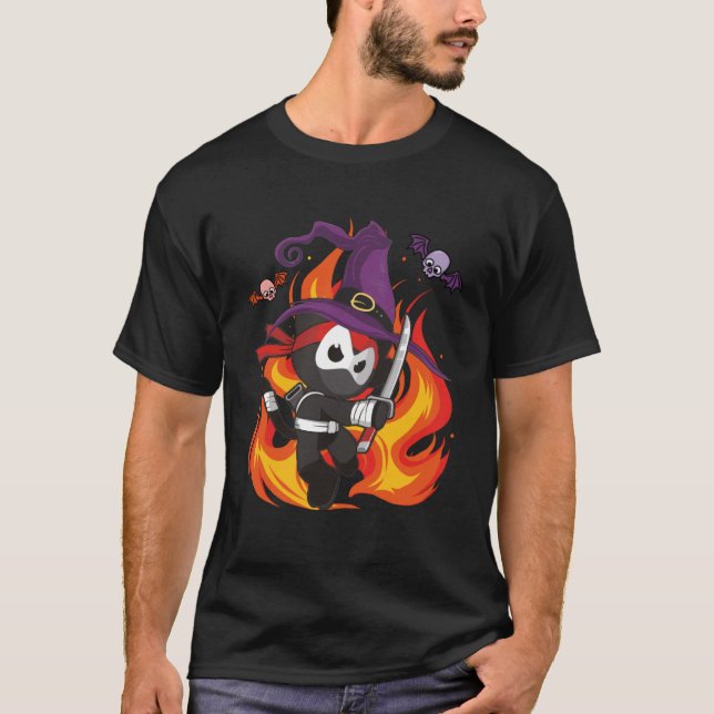 Evil Ninja Hexe Beängstigend Ninja Lover Halloween T-Shirt (Vorderseite)