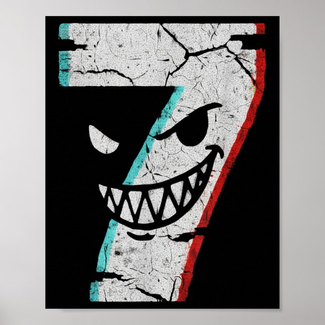 Evil Number 7 Shirt - 7 Ate 9 Joke 67 Meme Hallowe Poster (Vorne)
