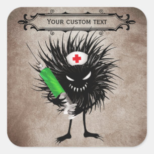 Evil Nurse Monster Art - Gotischer Cartoon mit Syr Quadratischer Aufkleber