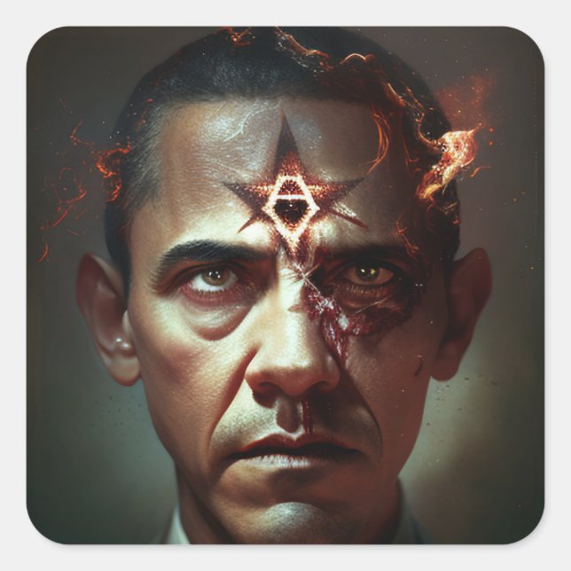 Evil Obama enthüllt Quadratischer Aufkleber (Vorderseite)