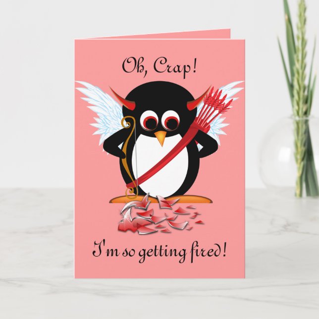 Evil Penguin OOPS Valentine Card Feiertagskarte (Vorderseite)
