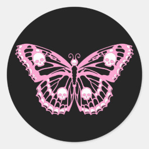 Evil Pink Butterfly Runder Aufkleber