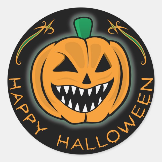 Evil Pumpkin Runder Aufkleber (Vorderseite)