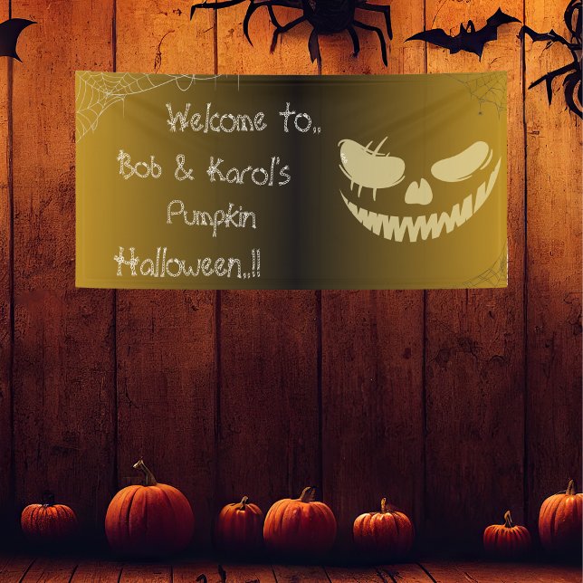 Evil Pumpkin Smile Halloween-Party Banner (Evil Pumpkin Smile Halloween Party Banner)